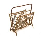 Scandinavian rattan magazine rack, Sweden, 1950