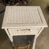 Wicker wood bedside table