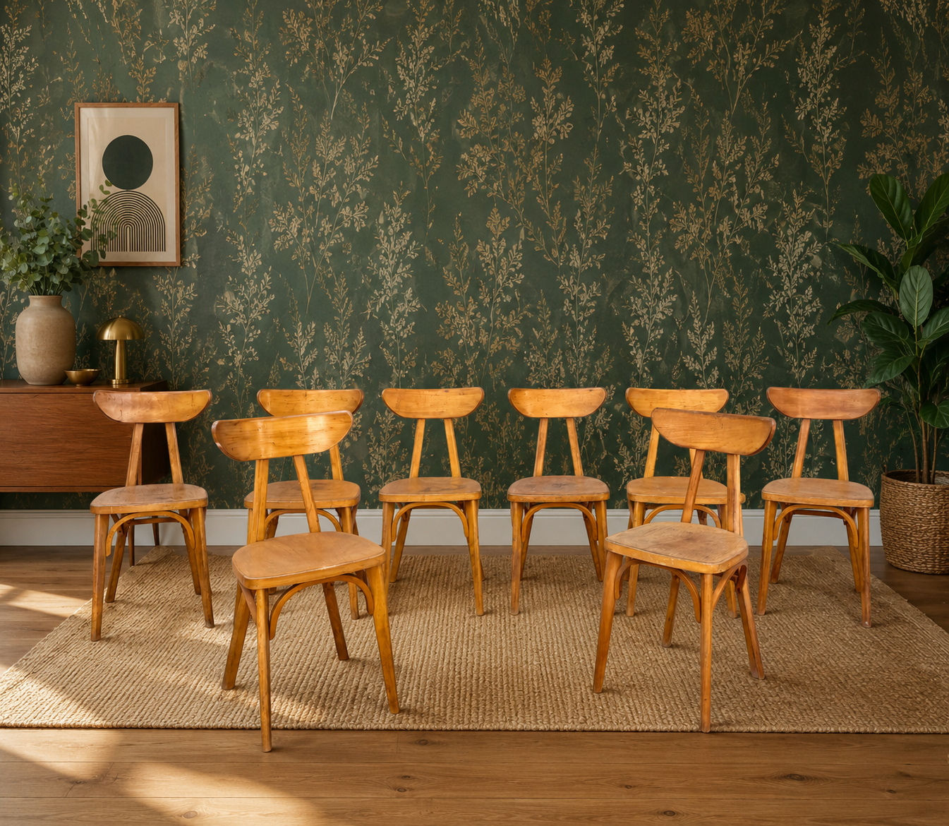 Série de 9 chaises bistrot lutherma banane boomerang