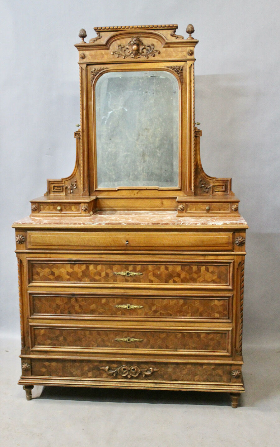 Coiffeuse Marquetée à 5 Tiroirs Et Psyché 1925