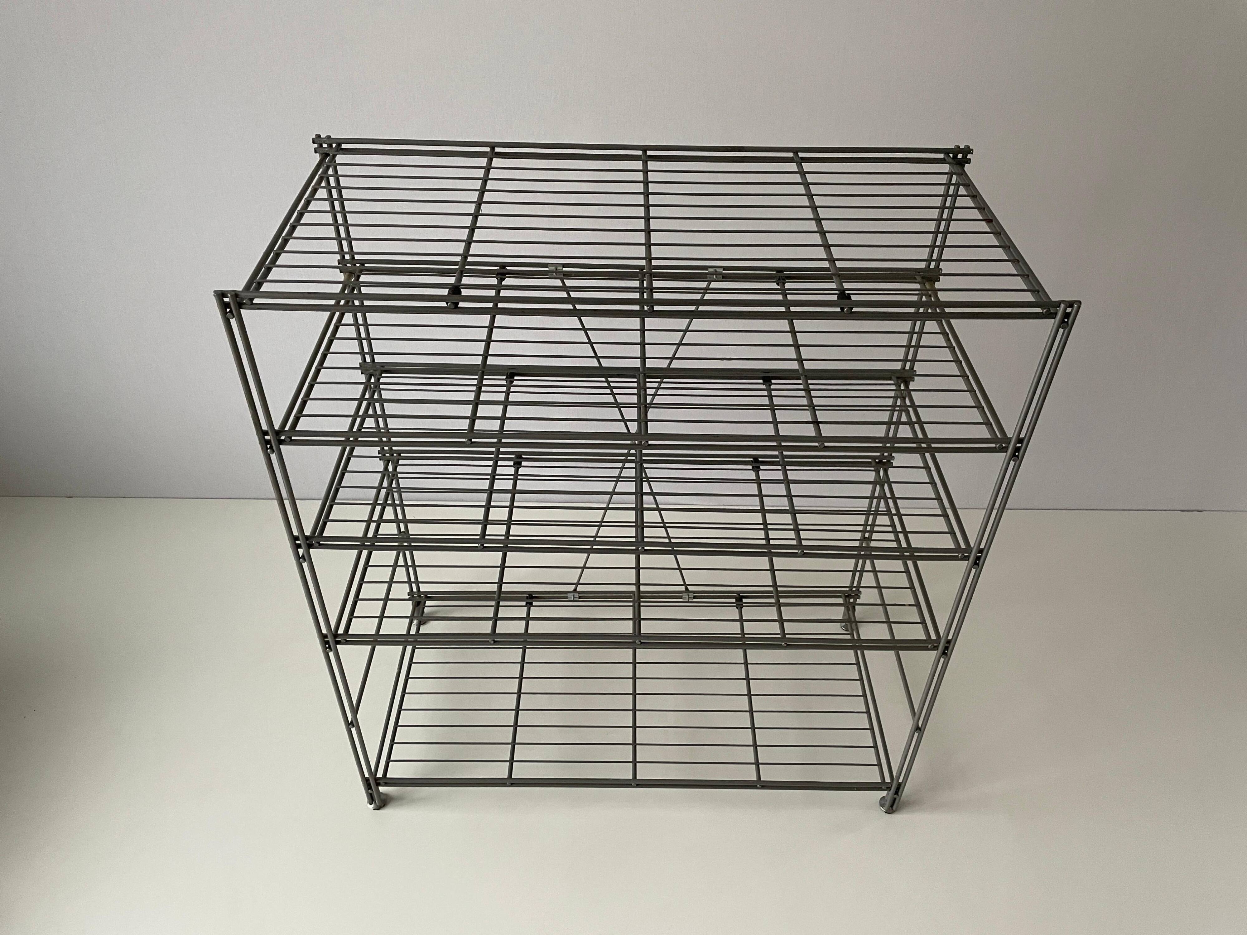 Free-standing industrial shelf with a metal structure, 4 shelves, 1960s, Germany.