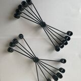 Pair of candlesticks in twisted metal wire folded 1960