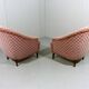 Ensemble de 2 fauteuils club en velours rose années 1950