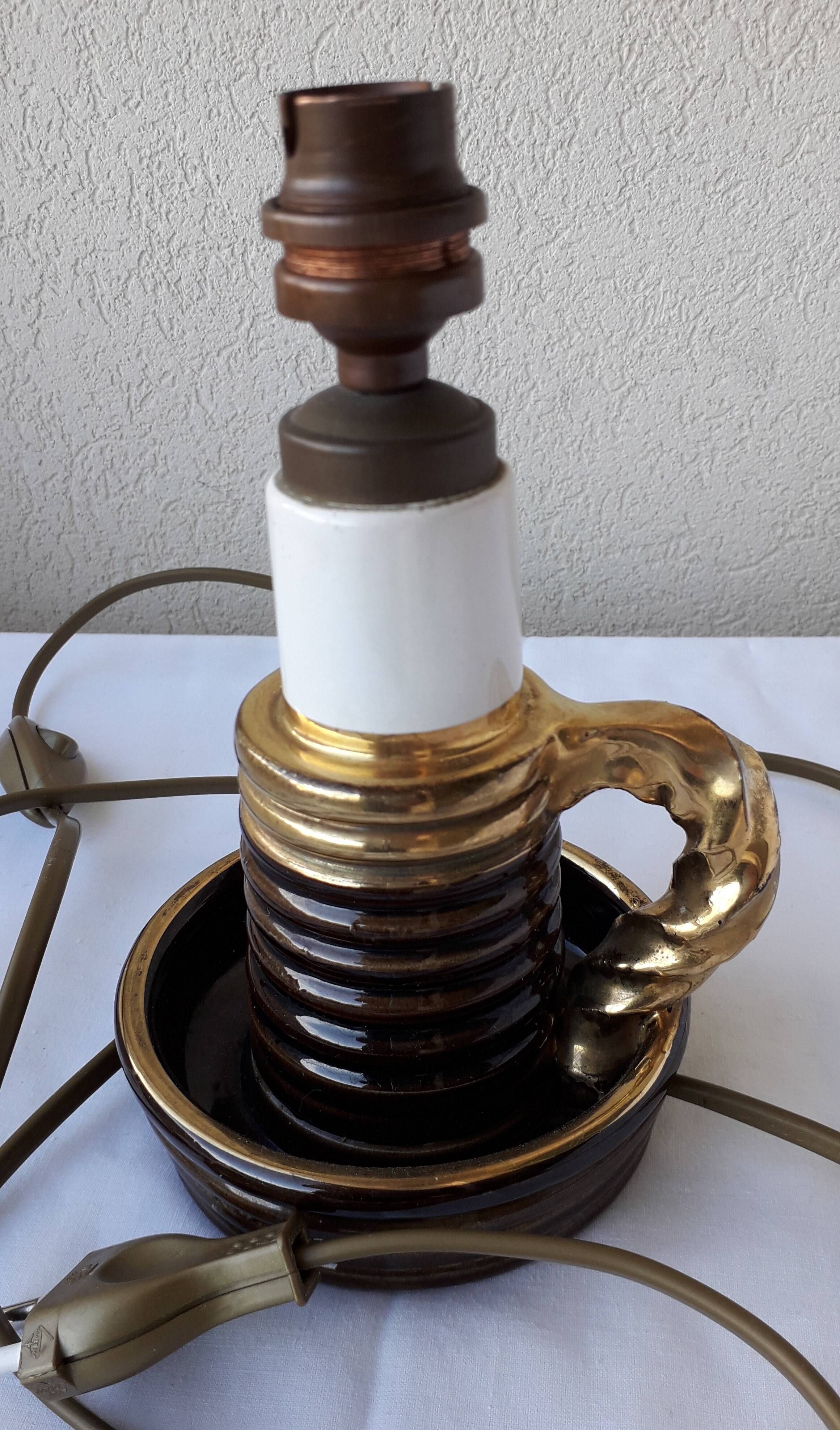 Pied de lampe en céramique forme bougeoir