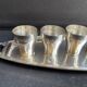 6 shot glasses on tray with handles – Silver metal -Louis XVI style