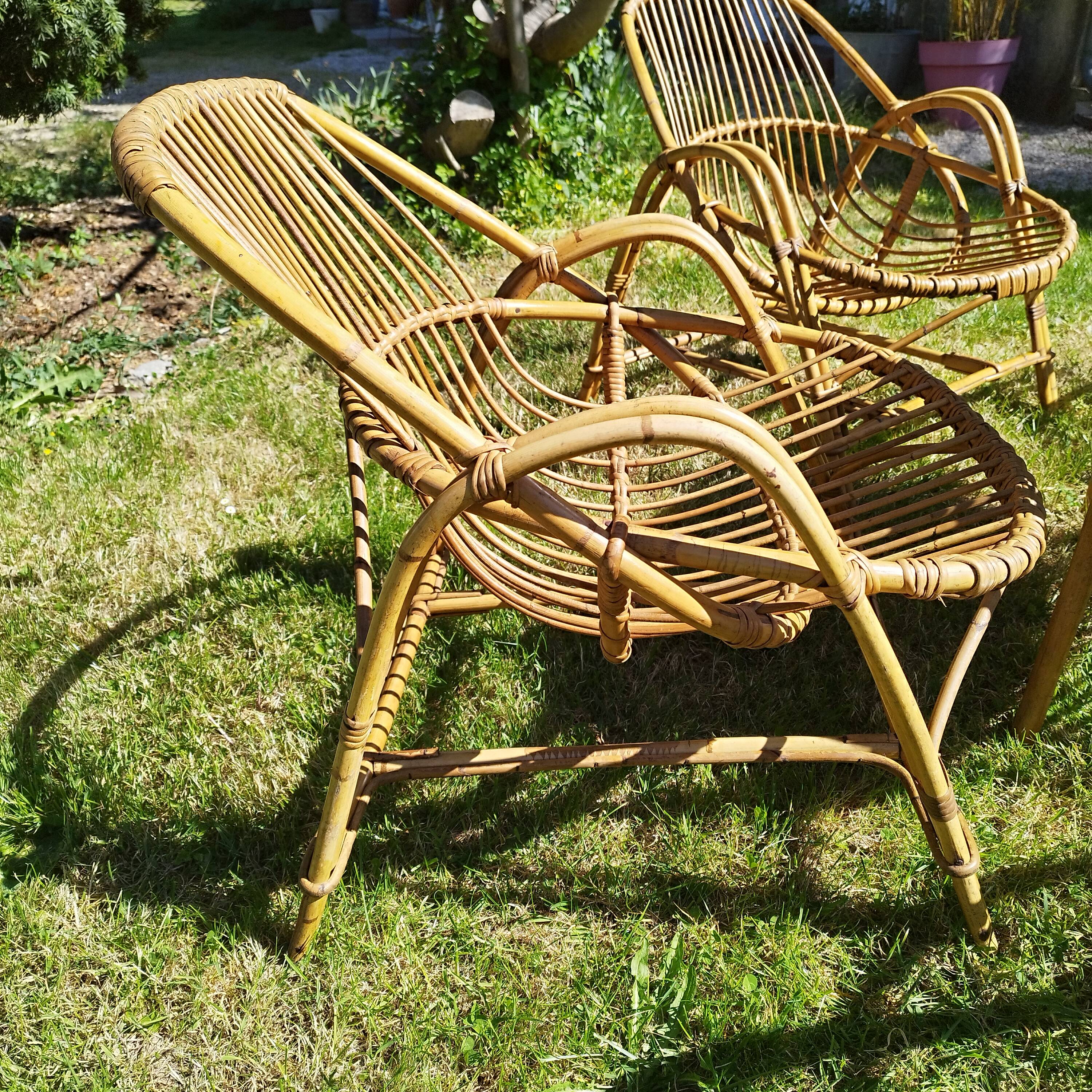 Vintage rattan lounge set