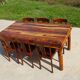 Solid wood and wrought iron table