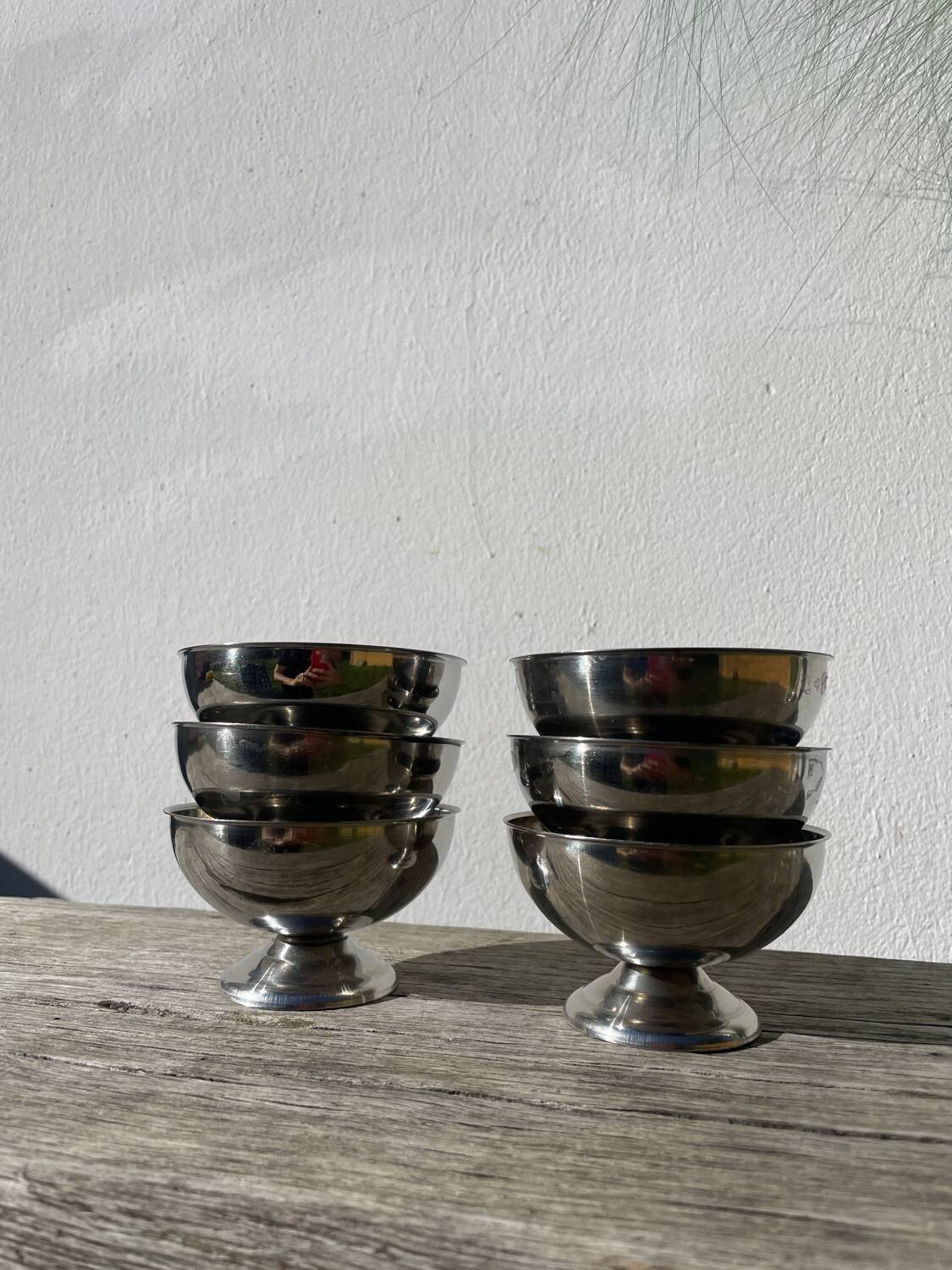 6 stainless steel bowls 1970