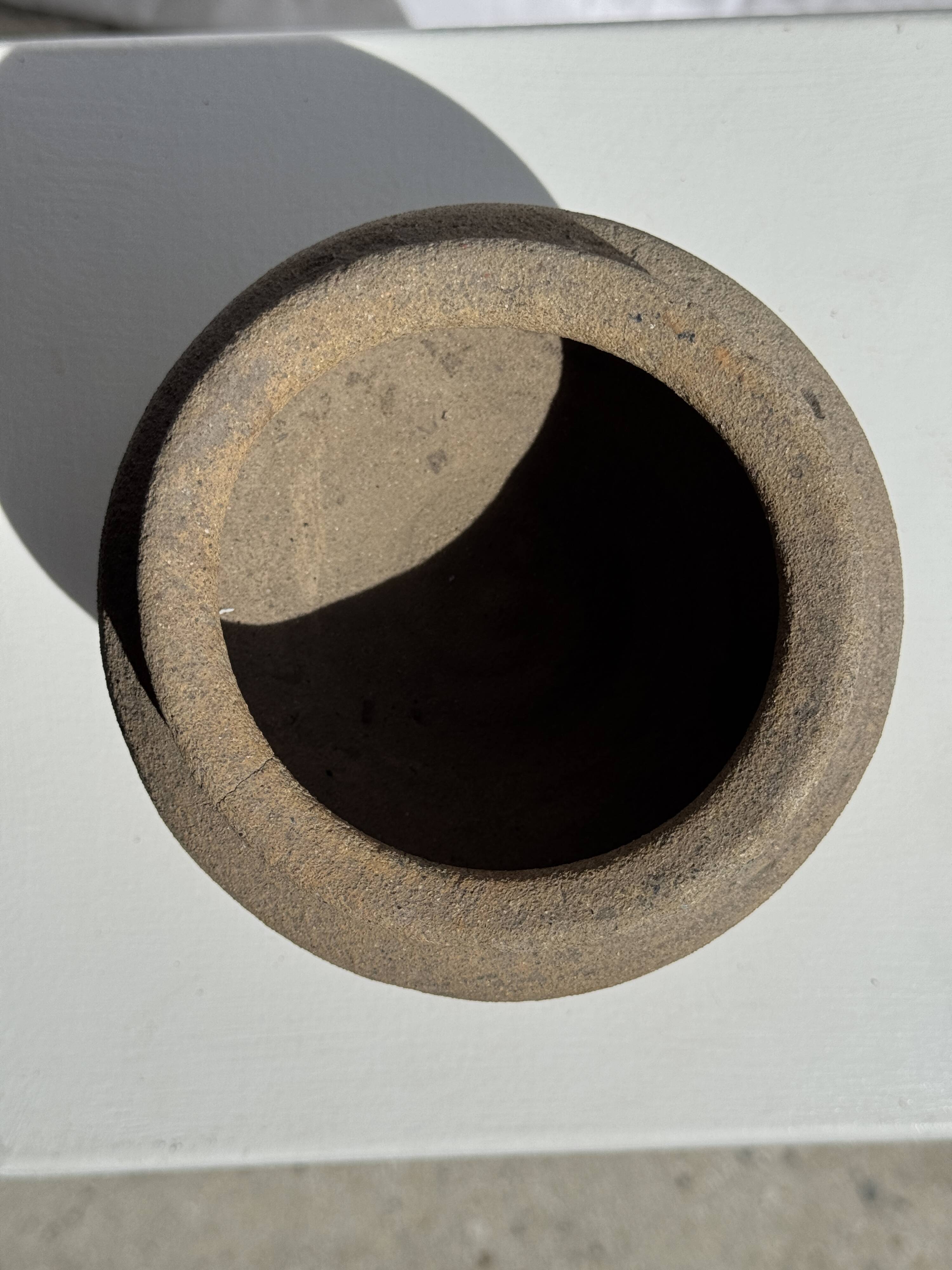 Small brutalist Indonesian footed pot H13 D15