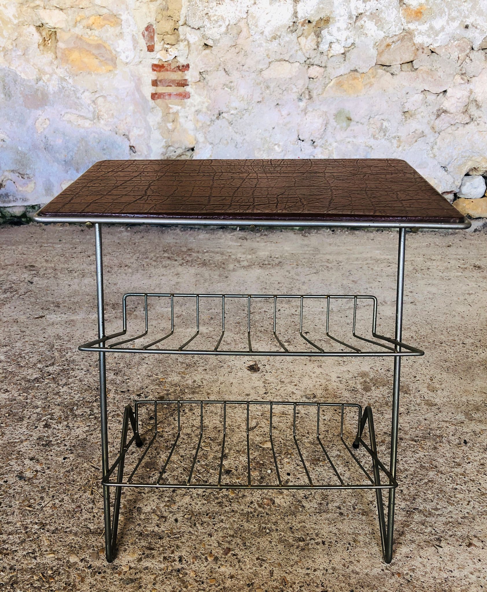 Side table / storage for vinyl top faux leather vintage 60s
