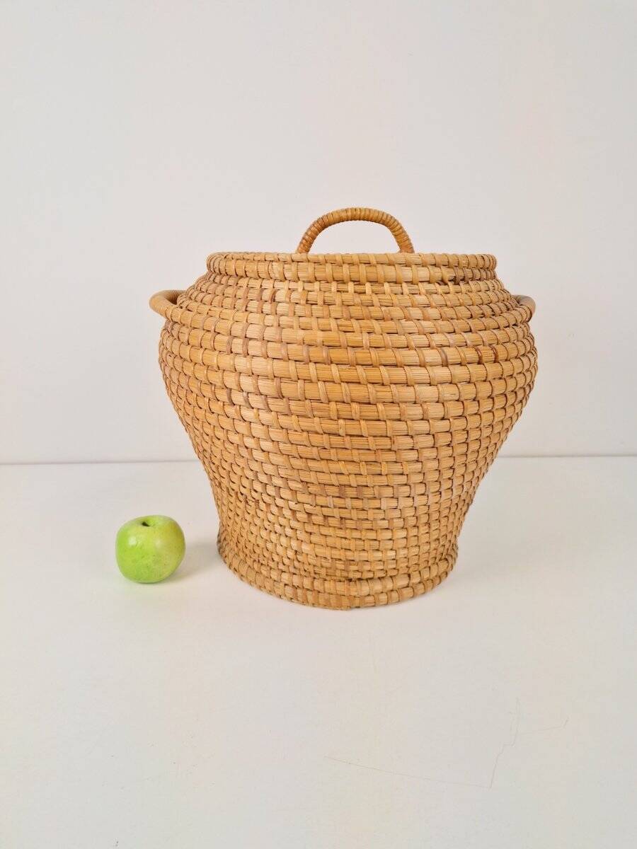 Vintage Rush Snake Charmer Lidded Basket, 1960