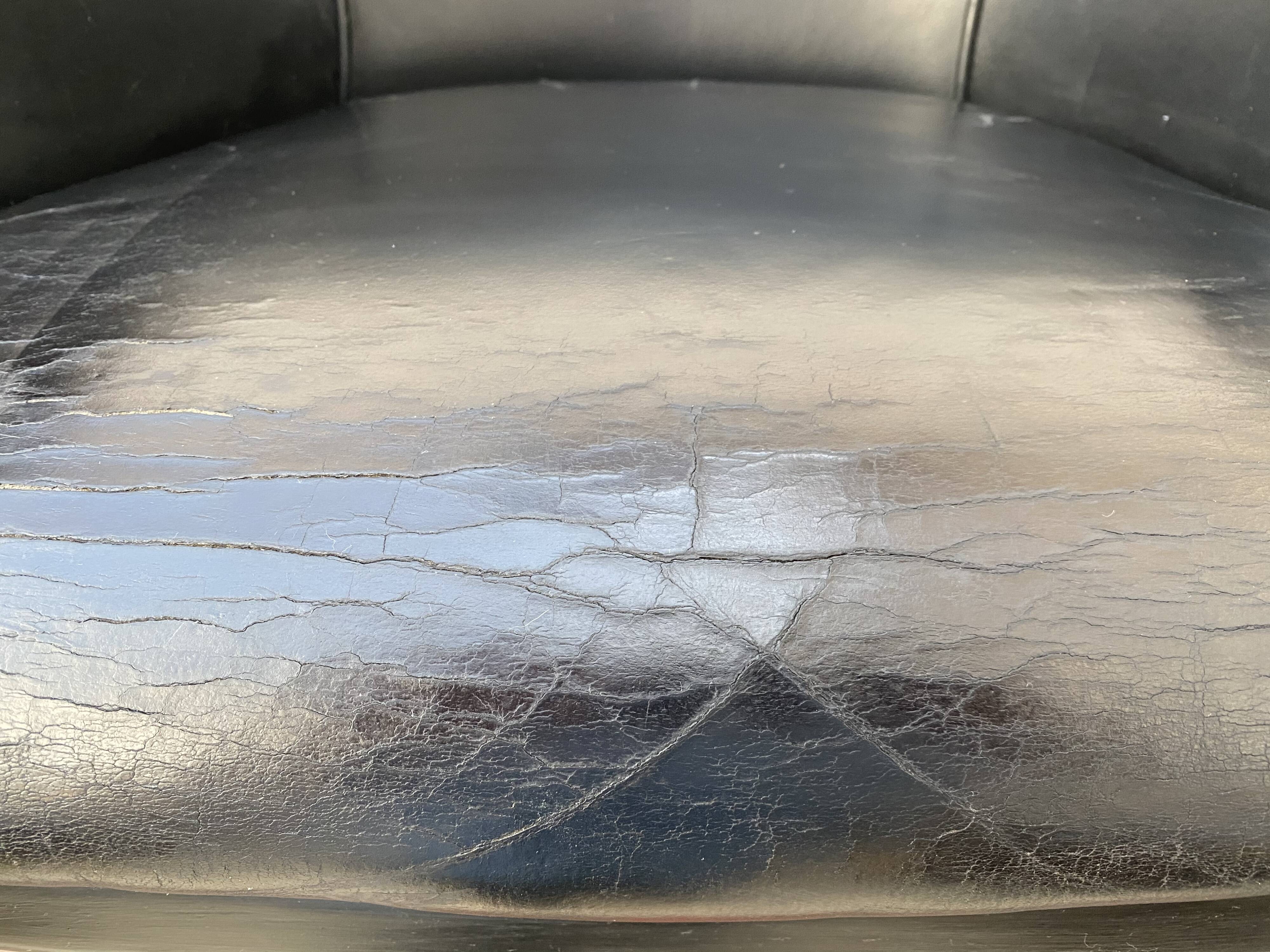 Tall black leather bar chair