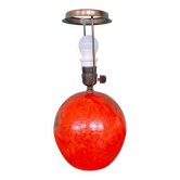 Art Deco HAK Herman Kähler Pottery Lamp, c.1930s Orange Globe with Brass Details