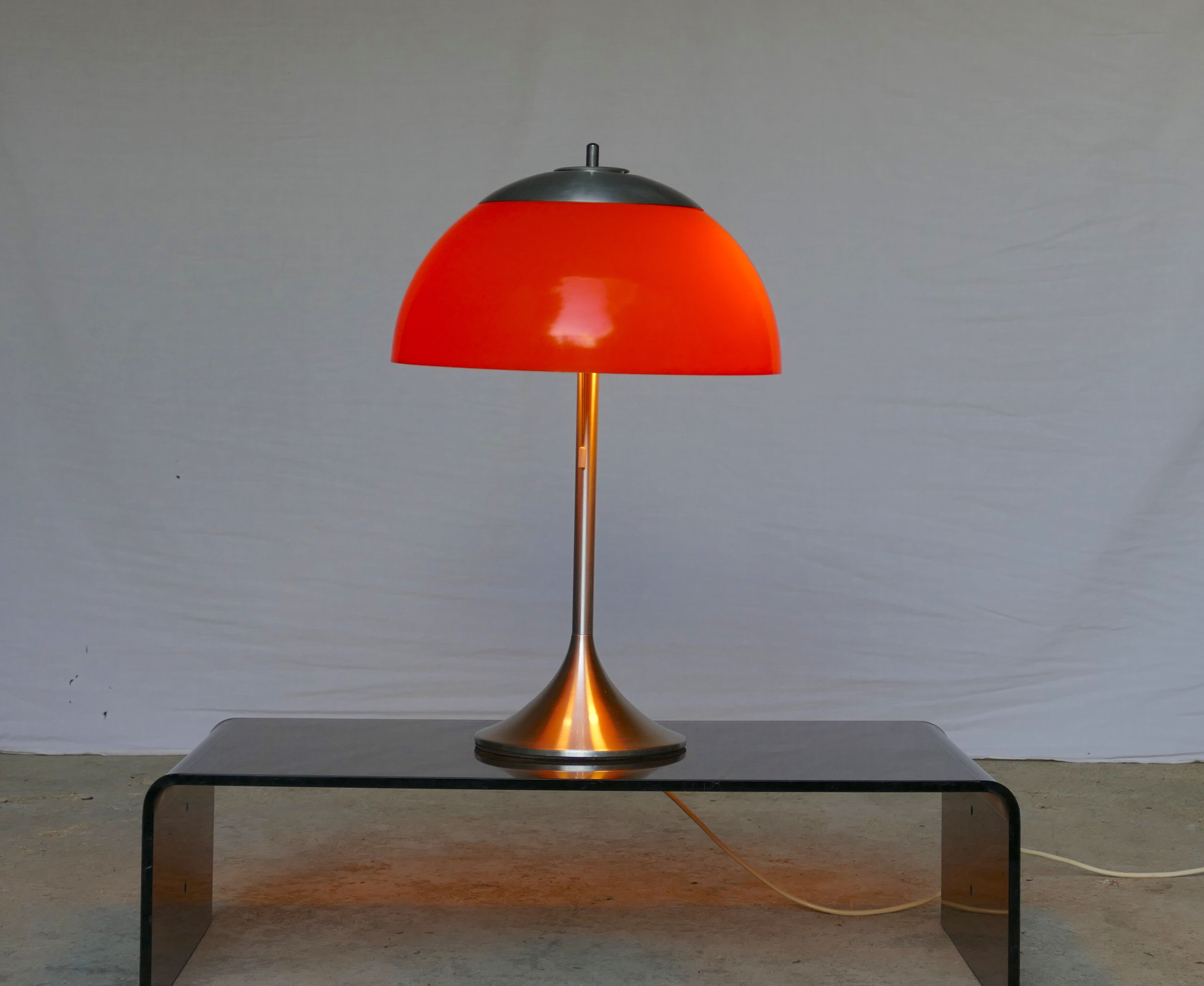 Unilux vintage orange mushroom lamp 1970