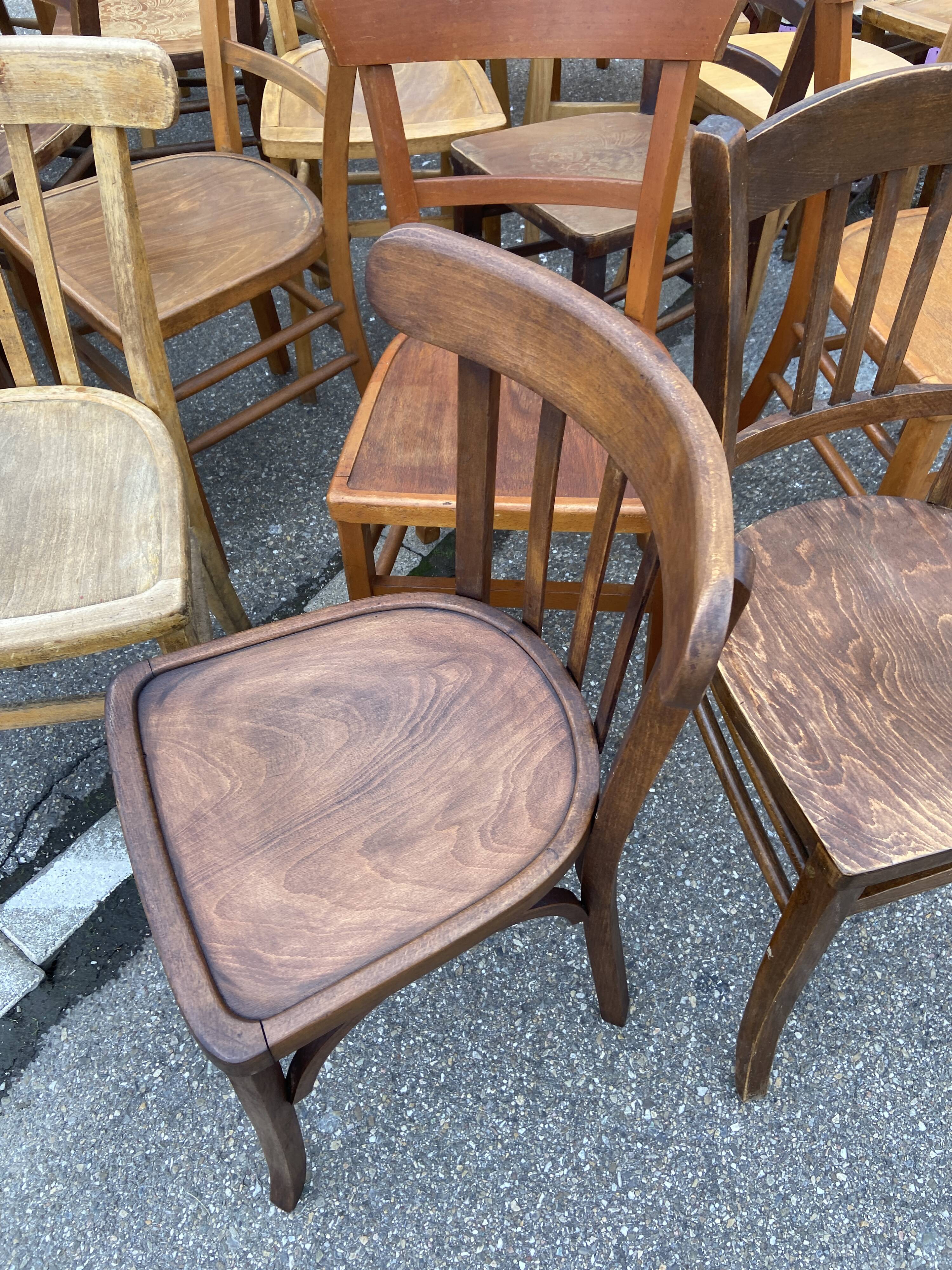 Set of 30 vintage bistro and restaurant chairs