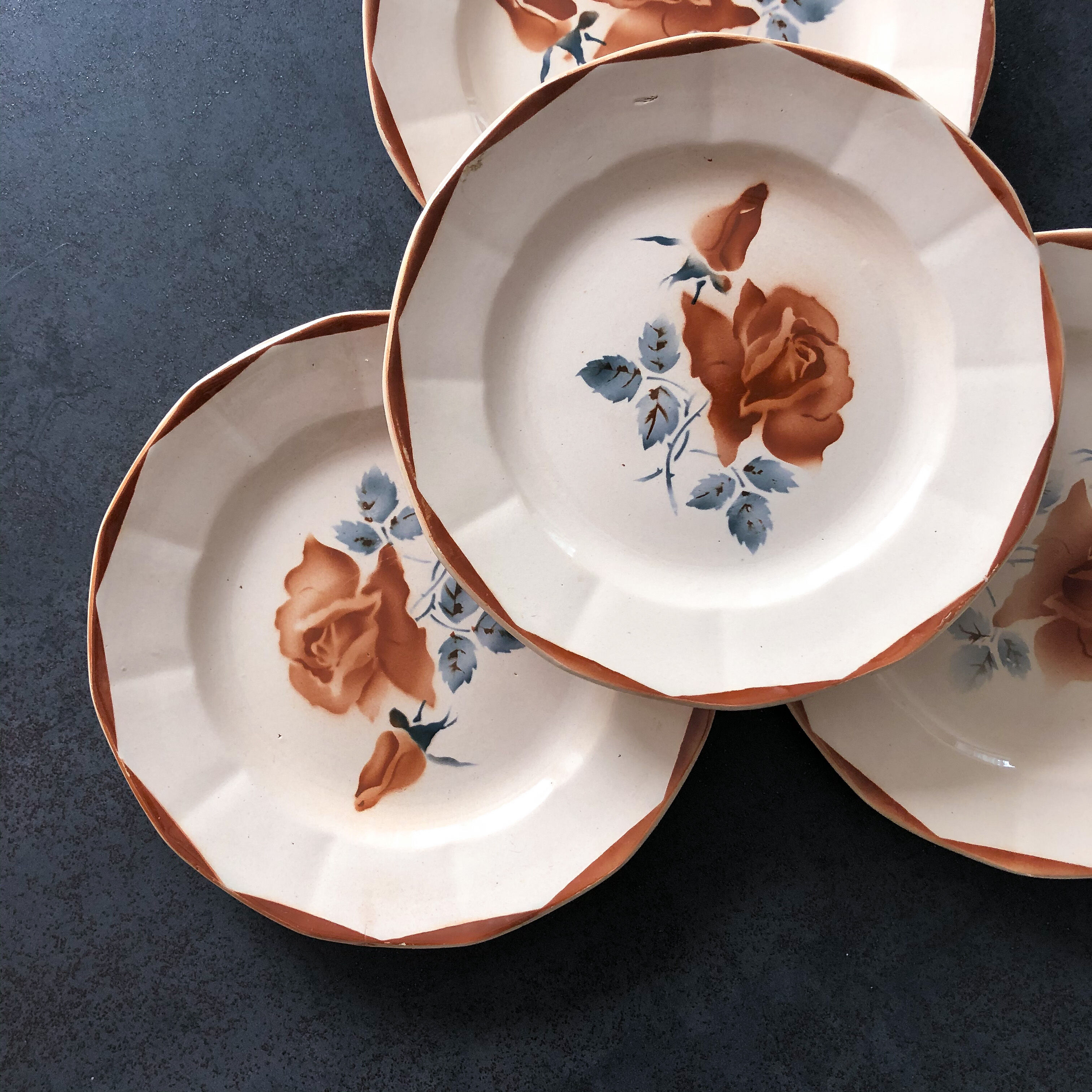 Set of 4 dessert plates Digoin Sarreguemines