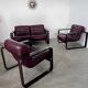 Sofa set and 2 vintage leather armchairs designed by Albert Stoll Giroflex 1970s