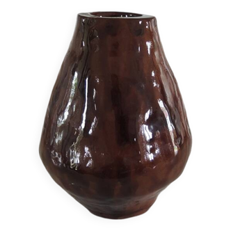 Antique Signed Enamelled Terracotta Vase
