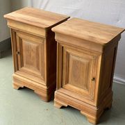 Pair of bedside tables renovated in solid raw cherry wood