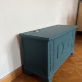 Peacock blue wooden toy chest