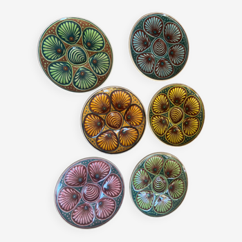 Set of 6 ceramic oyster plates