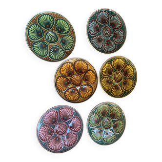 Set of 6 ceramic oyster plates