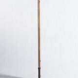 Rectangular Indonesian construction element with blue and yellow plant in carved wood