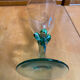 Série 5 verres à pied luminarc verre transparent & vert émeraude vinta