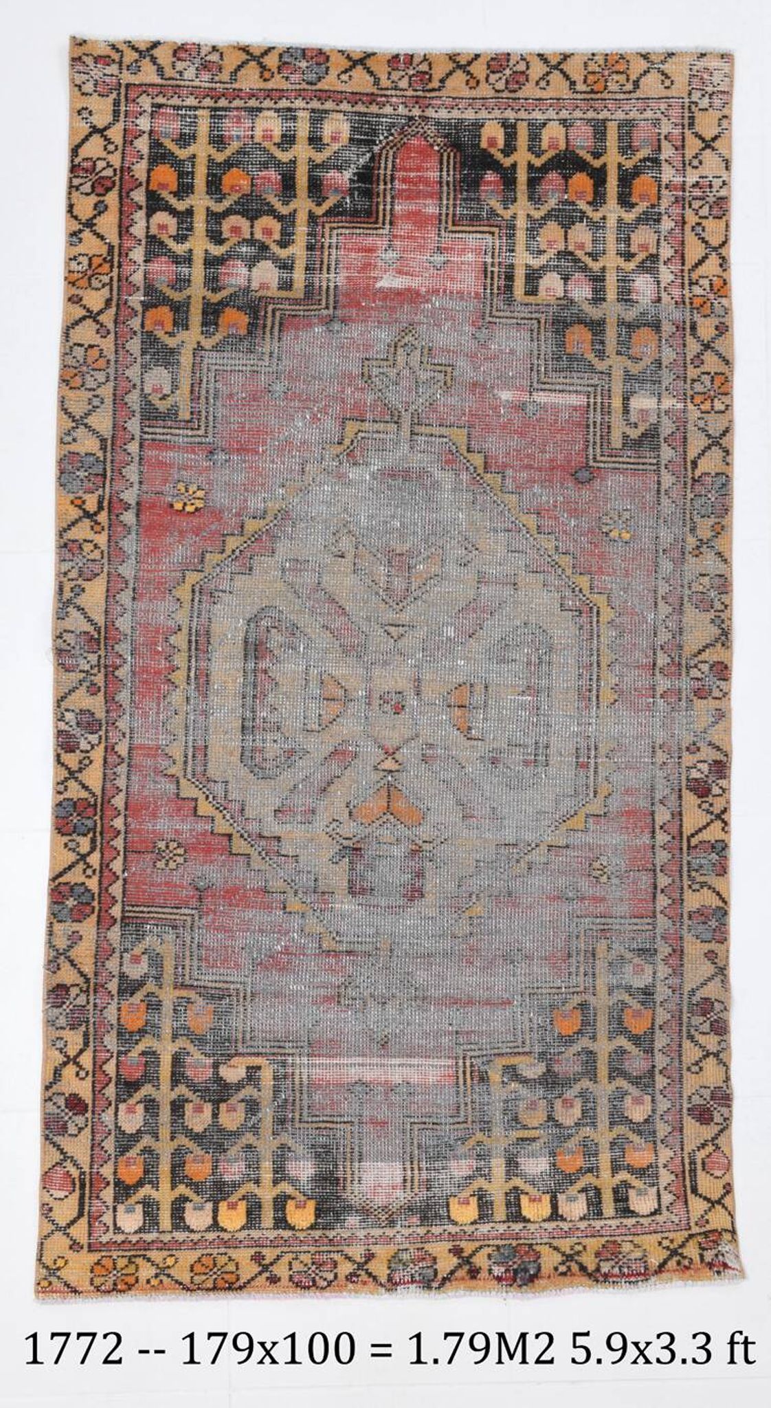 3x6 Shades Of Red & Black Handmade Wool Classic Vintage Rug, 100x179Cm