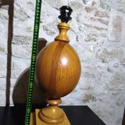 Vintage turned pine table lamp - Maison Verdière - 1970s/80s