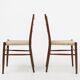 Set of Belgian Teak Dining Chairs with Braided Rope Seat, 1960s