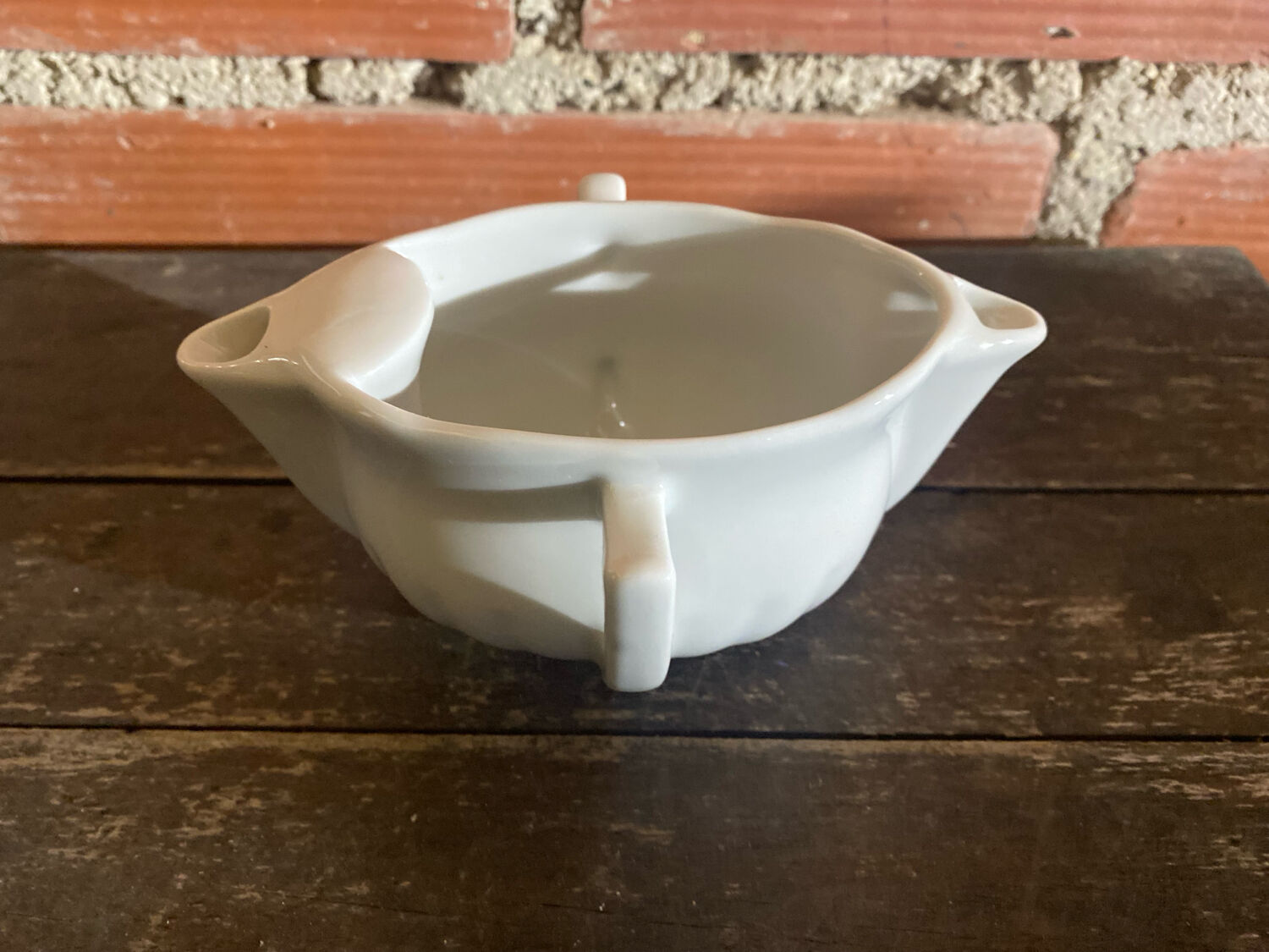 Double Sauce Boat Antique PILLIVUYT Gras & Maigre White Porcelain #D