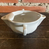 Double Sauce Boat Antique PILLIVUYT Gras & Maigre White Porcelain #D