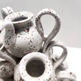 Vintage Tulip Vase with 25 White Glazed Ceramic Amphoras, Italy