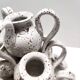 Vintage Tulip Vase with 25 White Glazed Ceramic Amphoras, Italy