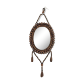 Vintage bohemian mirror in wooden beads - 22x26cm