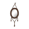 Vintage bohemian mirror in wooden beads - 22x26cm