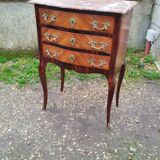 Commode ancienne en marqueterie style louis xv avec plateau marbre