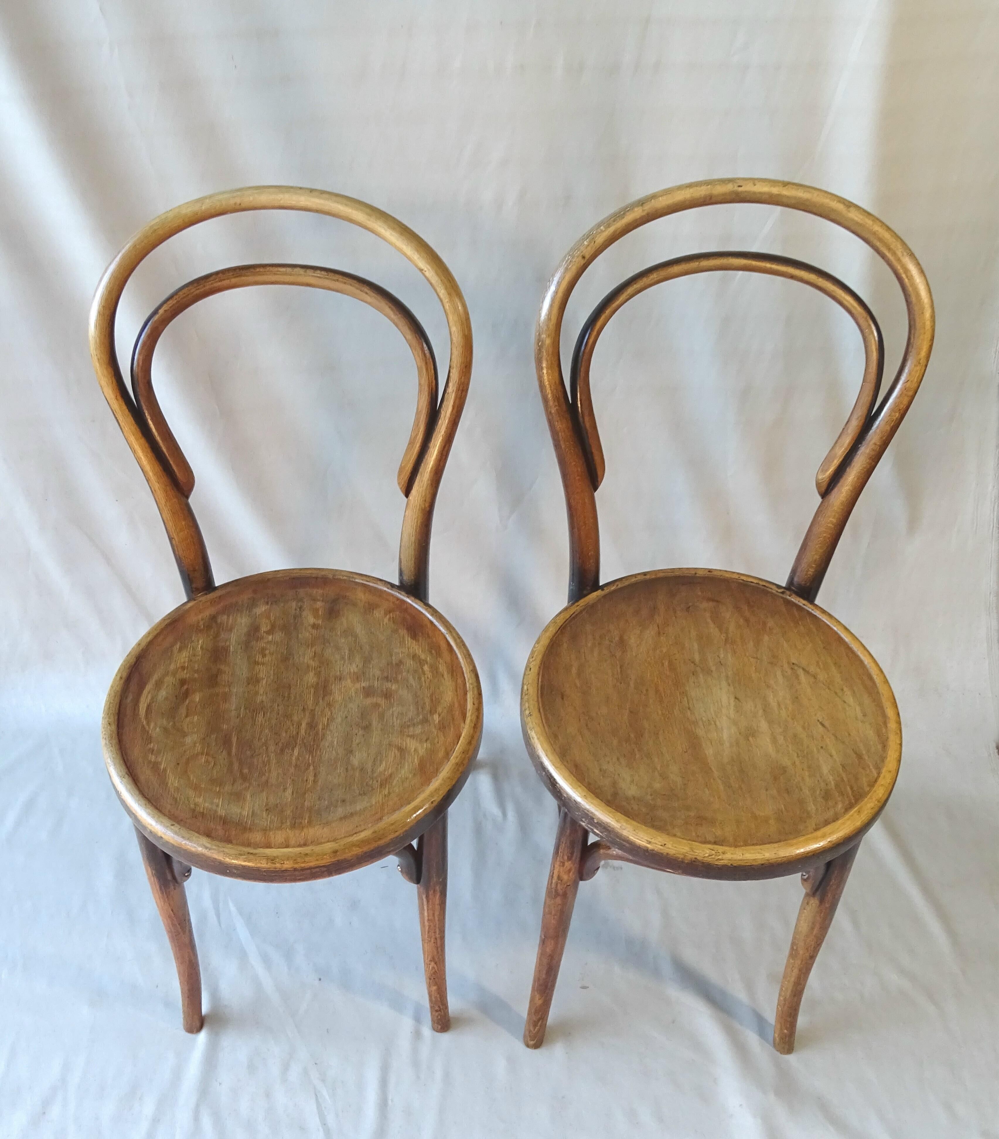Paire de chaises bistrot par kohn n°14 1/2 vers 1900