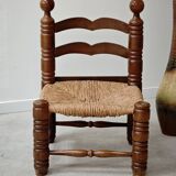 Petite chaise Charles Dudouyt bois et paillage