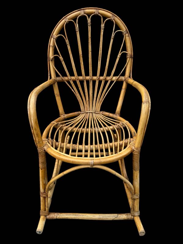 Rocking-chair rotin Italie 1950