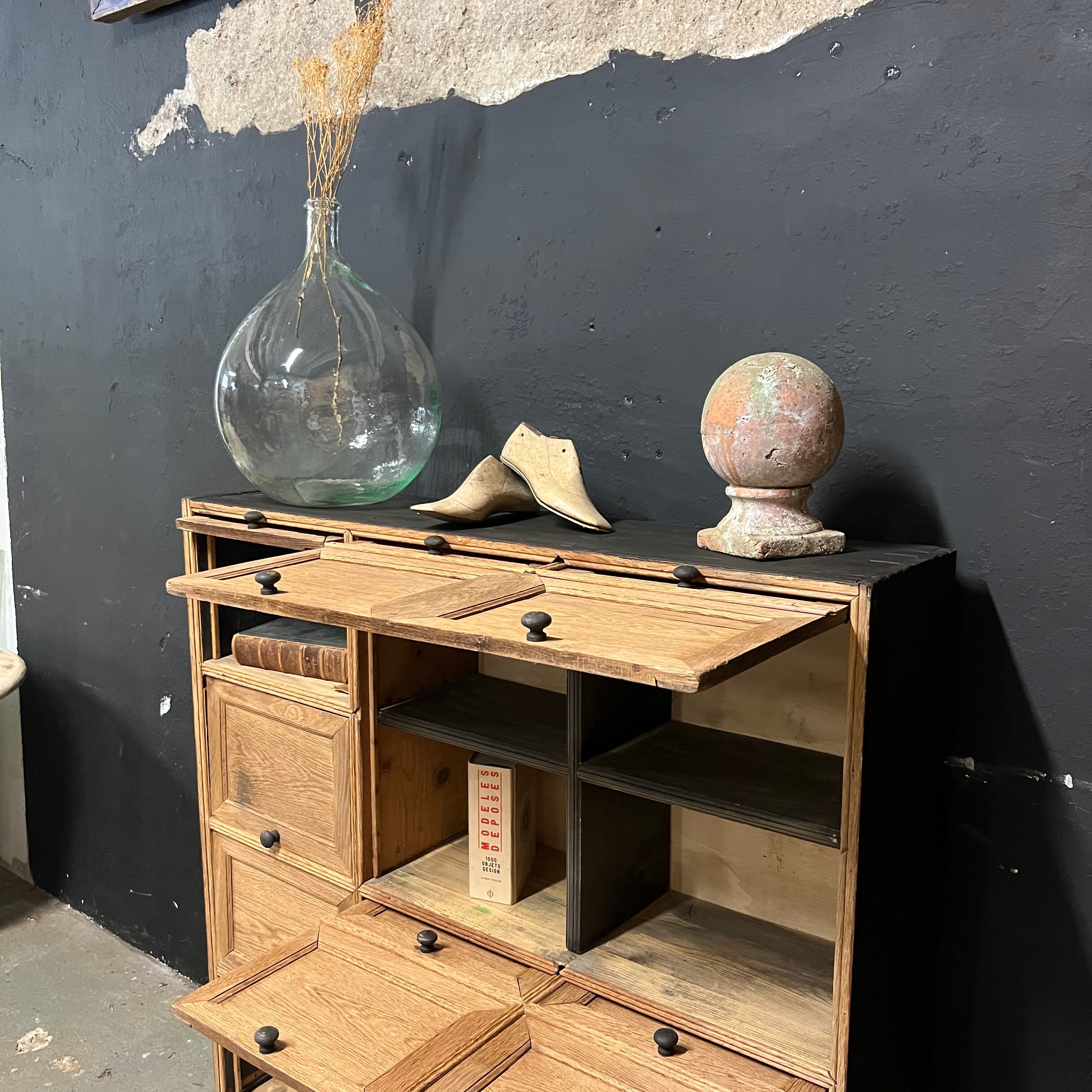 Oak clamshell cabinet