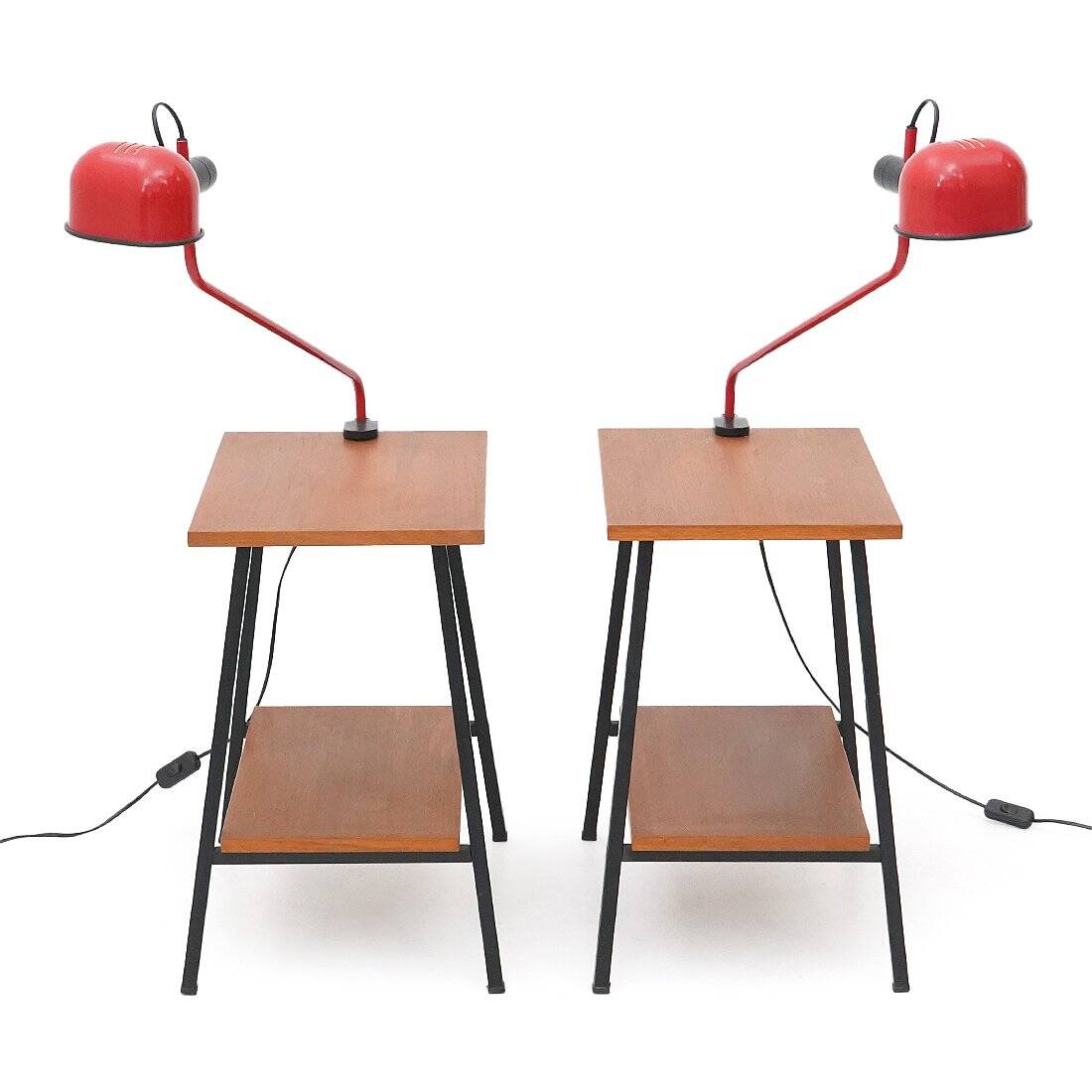 Lampe à pince métallique rouge de F. Fabbian, années 1980