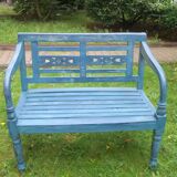 Mid century distressed painted garden bench
