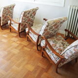 Four 1950s armchairs - wooden armrests