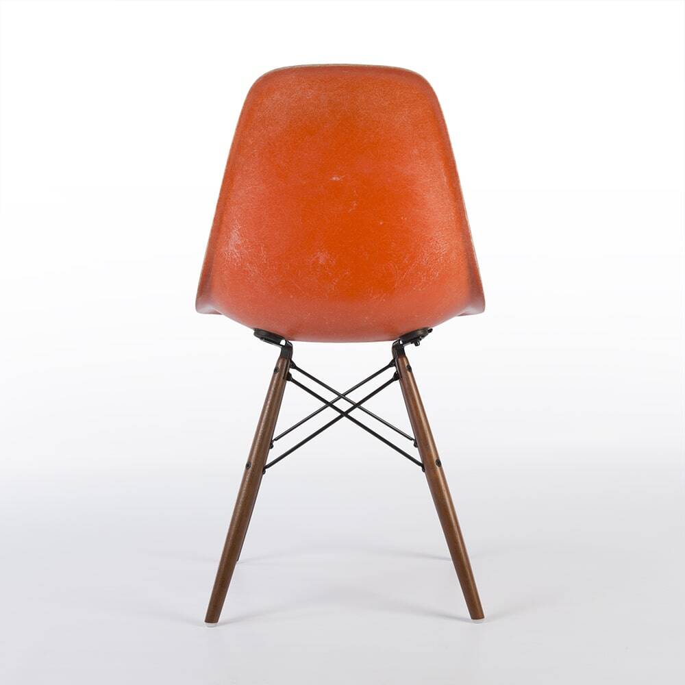 Chaise à coque latérale vintage originale Eames DSW d'Herman Miller orange
