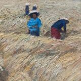 Tableau HSP "Harvest Landscape of Vietnam" signed ManoJ 1984