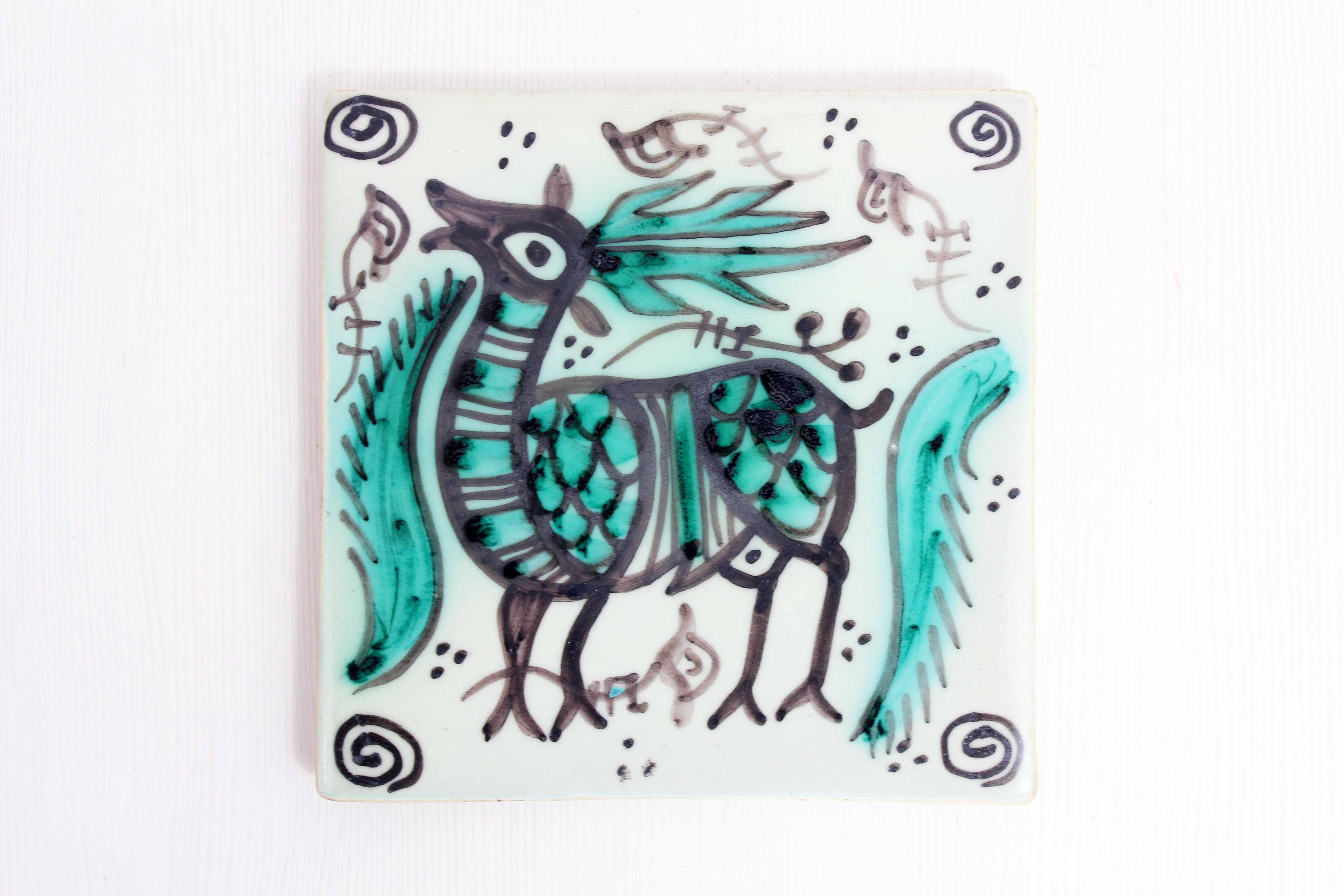 Hand-painted ceramic tile