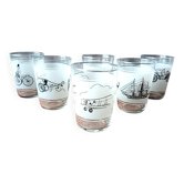 6 verres à eau vintage moyens de transport France
