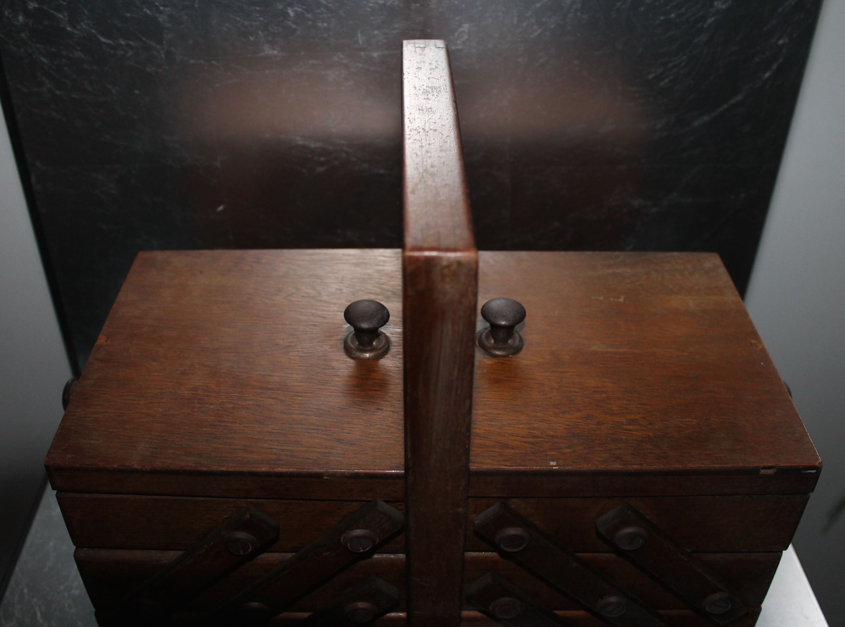 Wooden sewing box from the 60s and 70s